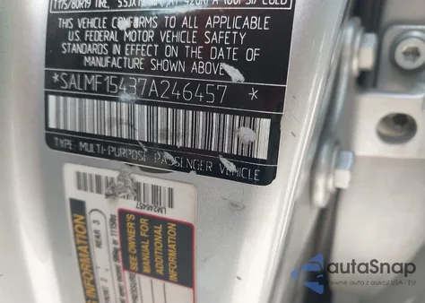 2007 Land Rover Range Rover Hse z USA, uszkodzony, nr VIN SALMF15437A246457